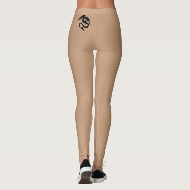 Small Dragon Tattoo In Skin Colour Background Leggings (Back)
