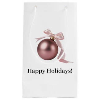 SMALL DUSTY ROSE HOLIDAY ORNAMENT GIFT BAG