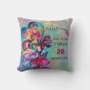 SMALL ELF MUSHROOMS BABY SHOWER Baby Birth Stats Cushion