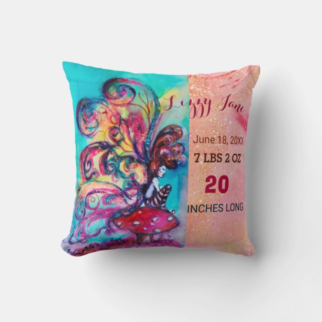 SMALL ELF MUSHROOMS,GIRL BABY SHOWER Baby Status Cushion (Front)