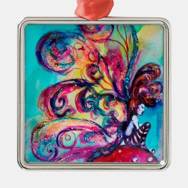 SMALL ELF OF MUSHROOMS Fantasy Metal Tree Decoration (Front)