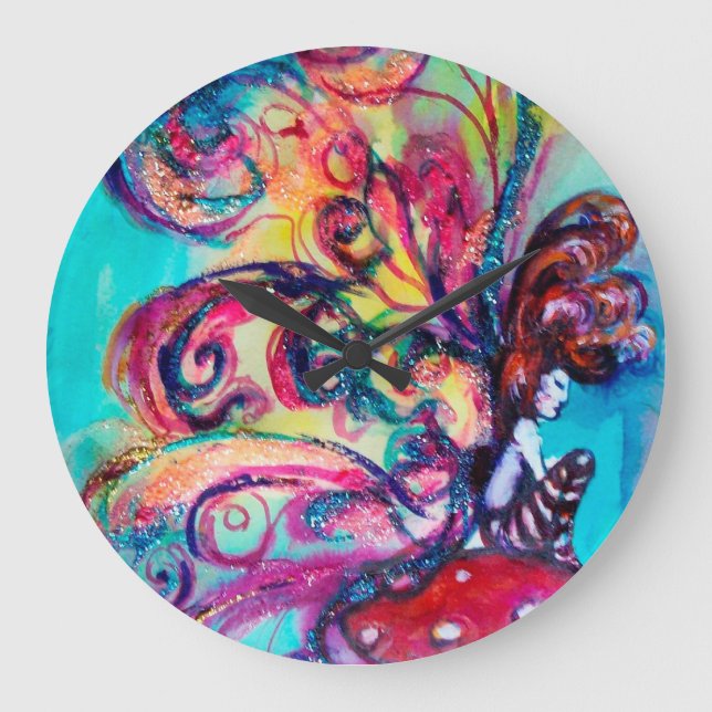 SMALL ELF OF MUSHROOMS LARGE CLOCK (Front)