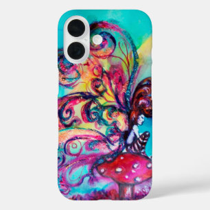 SMALL ELF OF MUSHROOMS ,pink yellow sparkle gold iPhone 16 Case