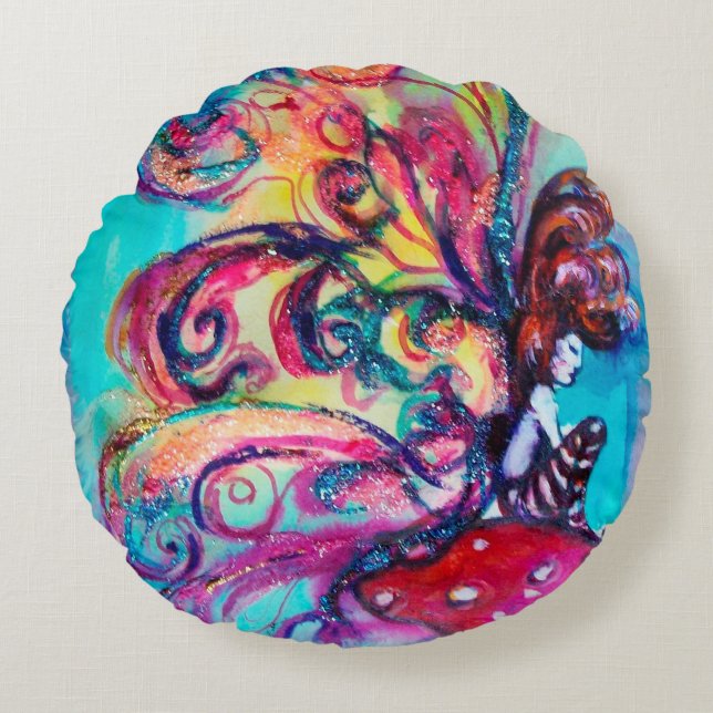 SMALL ELF OF MUSHROOMS ROUND CUSHION (Front)