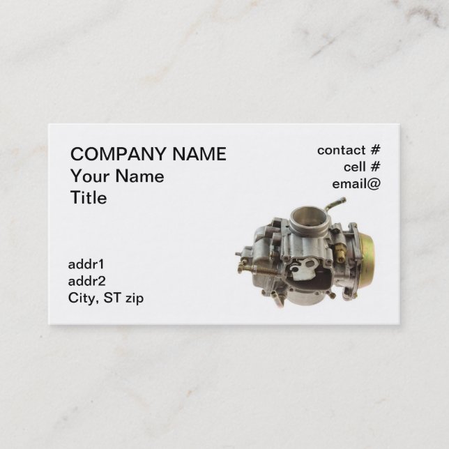 small engine carburettor business card (Front)