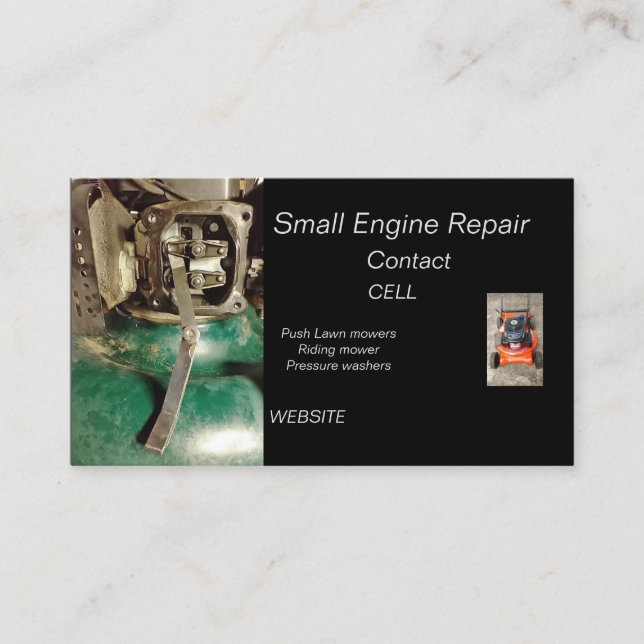 Small engine lawn mower repair business card (Front)