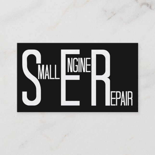 Small Engine Repair Black Simple Business Card (Front)