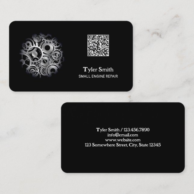 Small Engine Repair QR Business Card (Front/Back)