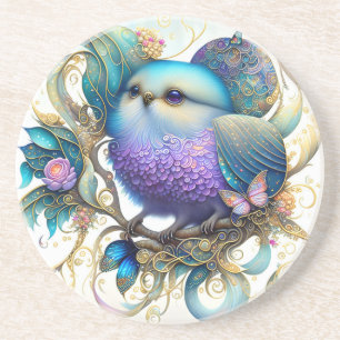 Small Fantasy Bird on a Twig  Coaster