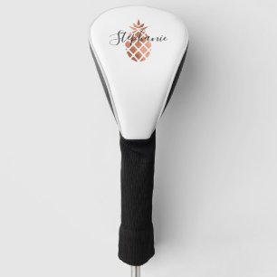 Small Faux Rose Gold Foil Pineapple Personalised Golf Head Cover