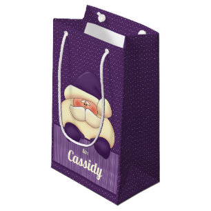 SMALL Feminine Purple Christmas Santa Small Gift Bag