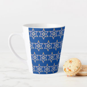 Small Field of Jewish Stars on Blue Background Latte Mug