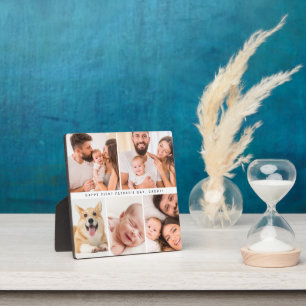 Small First father's day daddy photo collage Plaque