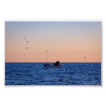 Small Fishing Boat at Sunset in Portugal