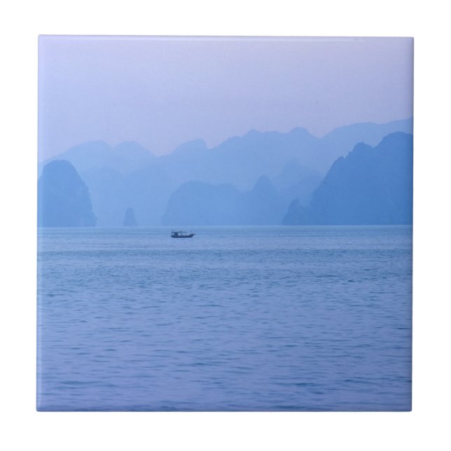 Small fishing boat in Ha Long Bay - Vietnam, Asia Tile (Front)