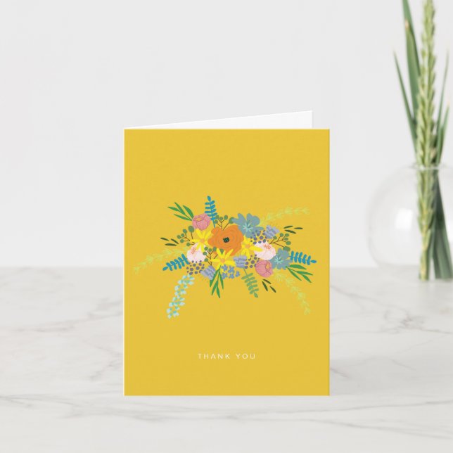 Small Flat Thank You Card - Yellow Botanical (Front)