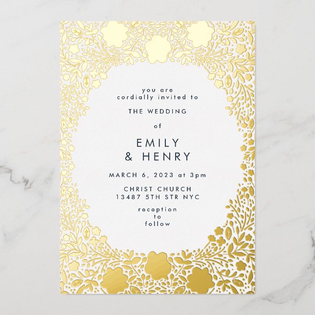 Small Floral Pressed Gold Wedding (Front)