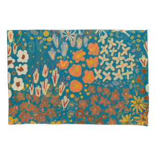 Small flower doodle, colourful floral pattern. pillowcase