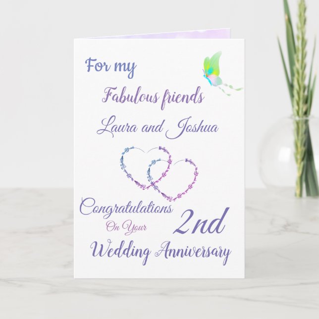 Small Friends 2nd Anniversary design greeting Card (Front)