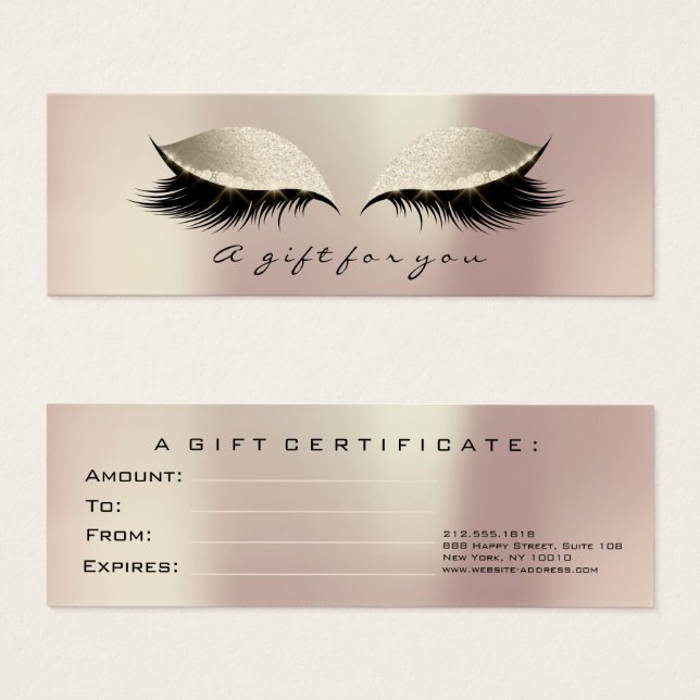 Small Gift Certificate Glitter Lash Ivory Rose Eye (Front & Back)