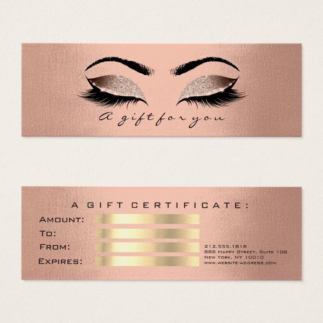 Small Gift Certificate Rose Gold Glam Lash Makeup (Front & Back)