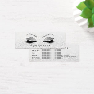Small Gift Certificate Silver Glitter Lashes Grey