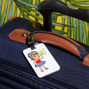 Small Girl Holding Daisies Luggage Tags