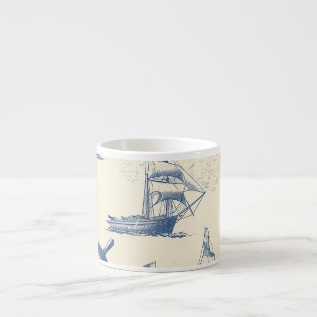 Small Glass Cup with Marine Details (Front)