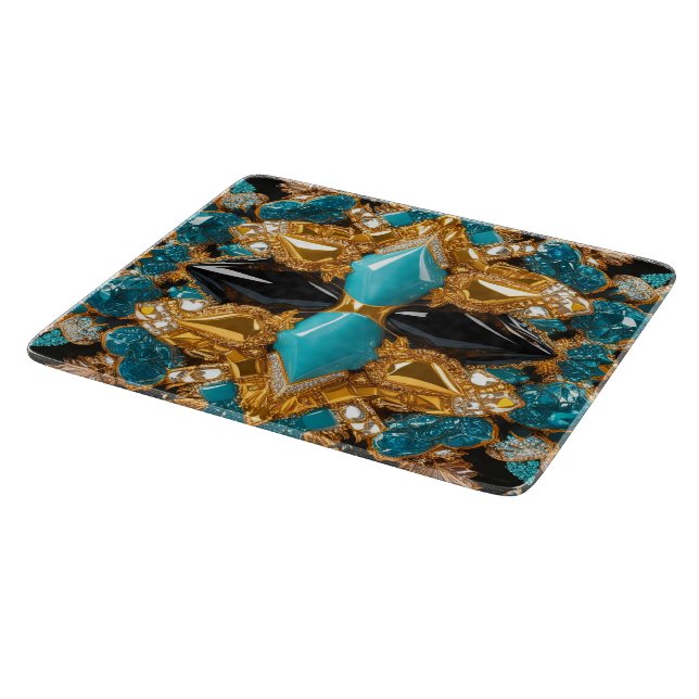 Small glass cutting board with Bahamas Colours (Corner)
