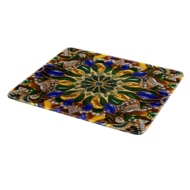 Small glass cutting board with Brazil Colours (Corner)