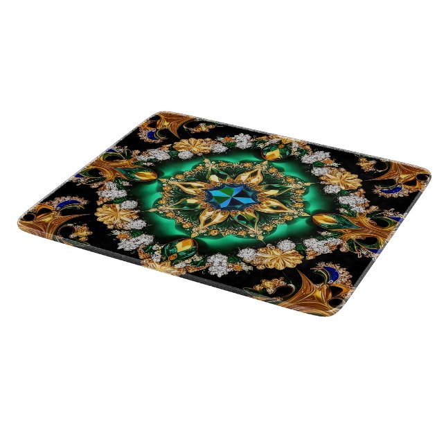 Small glass cutting board with Brazilian Colours (Corner)