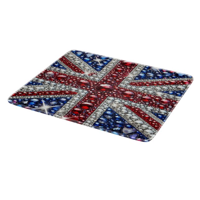 Small glass cutting board with British Colours (Corner)