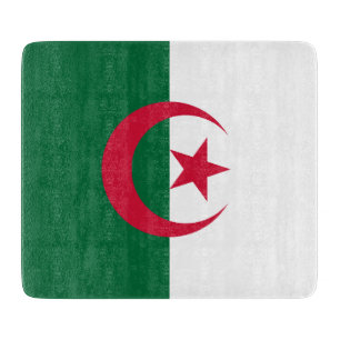Small glass cutting board with flag of Algeria