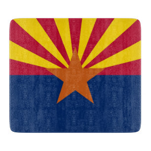 Small glass cutting board with flag of Arizona