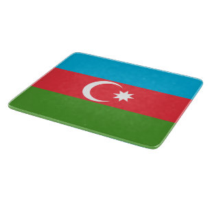 Small glass cutting board with flag of Azerbaijan
