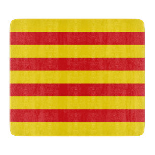 Small glass cutting board with flag of Catalonia