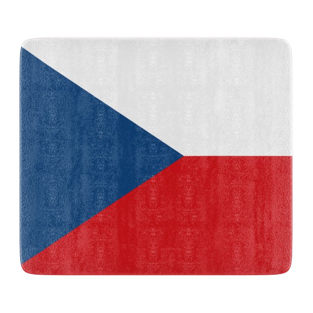 Small glass cutting board with flag of Czechia (Front)