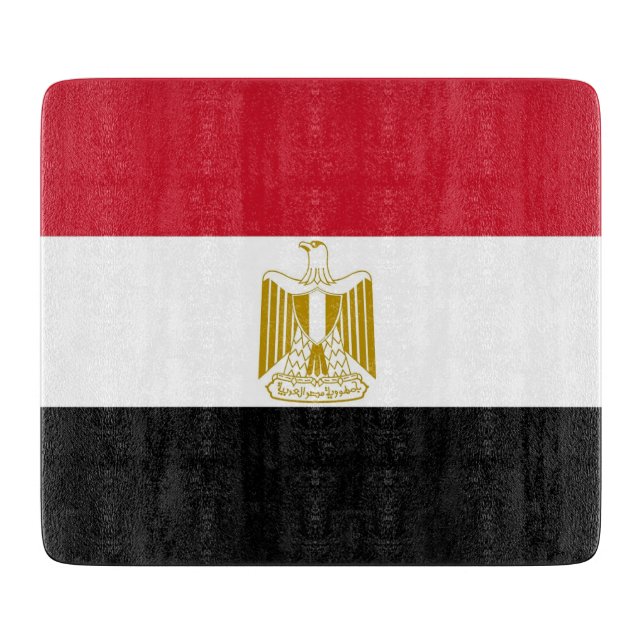 Small glass cutting board with flag of Egypt (Front)