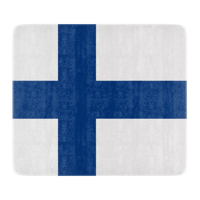 Small glass cutting board with flag of Finland (Front)