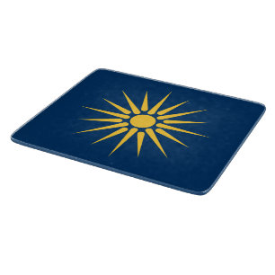 Small glass cutting board with flag of Macedonia