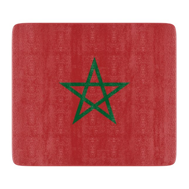 Small glass cutting board with flag of Morocco (Front)