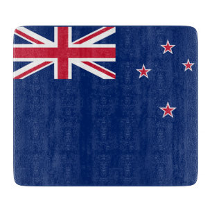 Small glass cutting board with flag of New Zealand