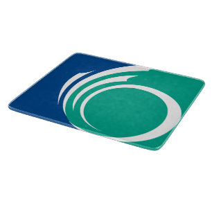 Small glass cutting board with flag of Ottawa