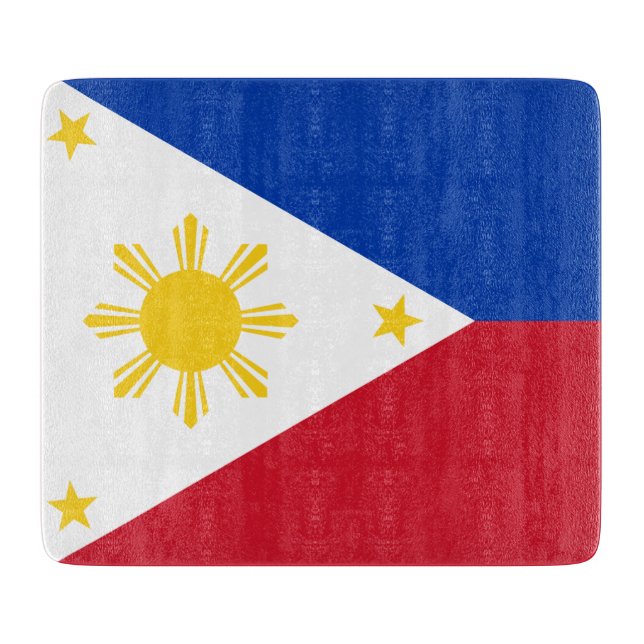 Small glass cutting board with flag of Philippines (Front)