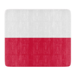 Small glass cutting board with flag of Poland
