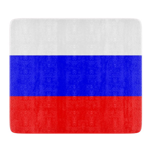 Small glass cutting board with flag of Russia (Front)
