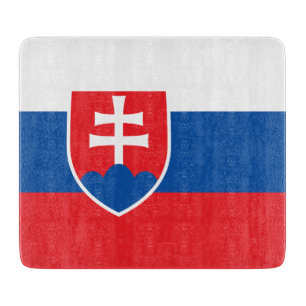 Small glass cutting board with flag of Slovakia