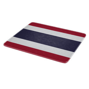 Small glass cutting board with flag of Thailand