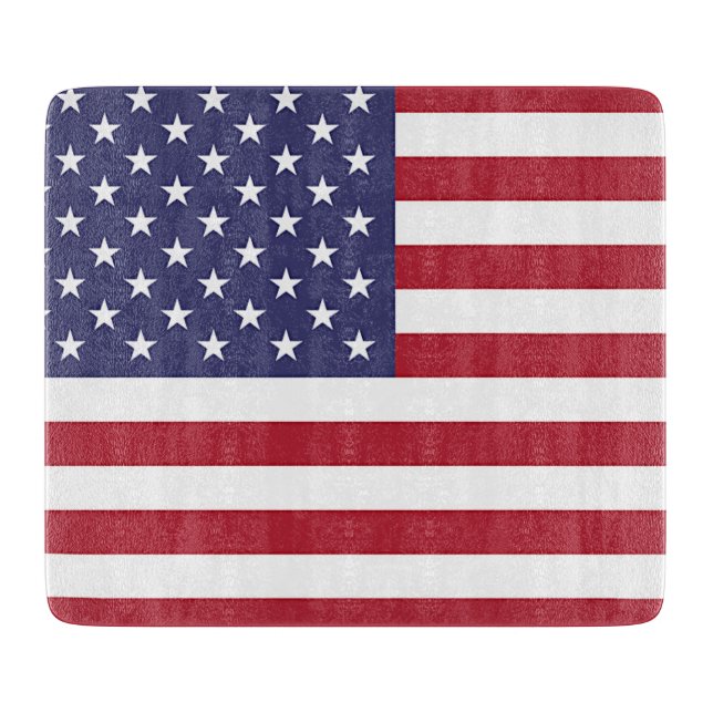 Small glass cutting board with flag of USA (Front)