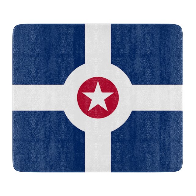 Small glass cutting board with Indianapolis flag (Front)